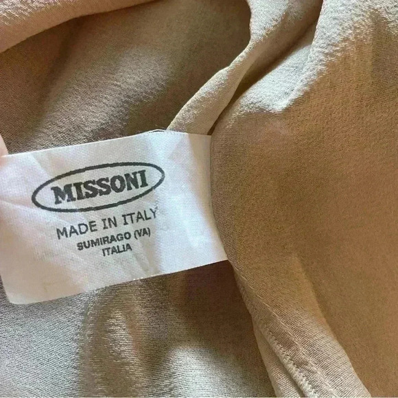 Missoni Midi Dress 38 2 Metallic Lurex Knit Fit Flare Tie Wrap Silk Orange Label - Picture 13 of 14